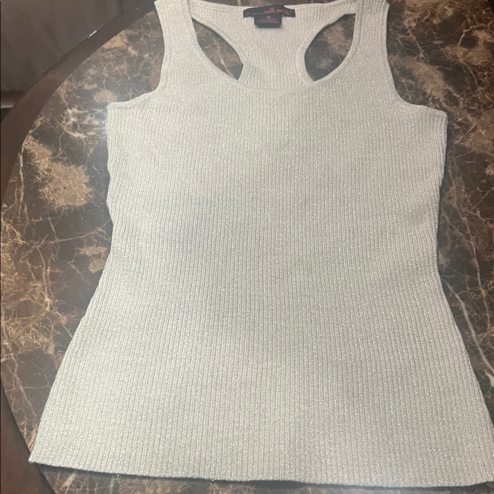 Willi Smith White Ribbed Tank Top